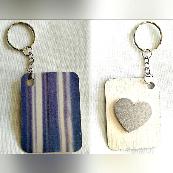 NEW Handmade Keychain Bag Tag! Italian Wood Art 02. "I LOVE My Bag" Wooden Heart - Picture 6 of 6